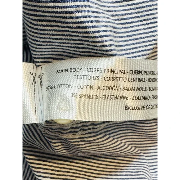 Ariat REAL Shirt Womens Medium Blue White Stripe Fitted Western Button Up